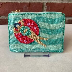 NEW On 34th Hand Beaded Coin Cards Pouch NWOT